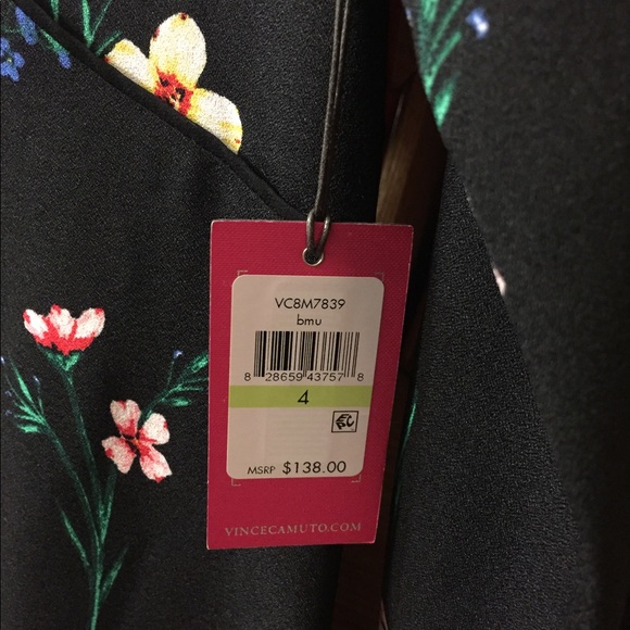 Vince Camuto Black Floral Dress, Sz 4, NWT - Picture 6 of 6